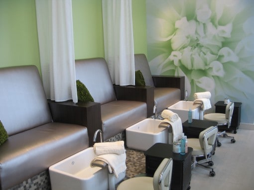Pedicure stations at the Red Door Spa at the Bravern, Bellevue, Washington