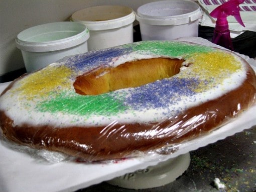 King Cake frosted and wrapped