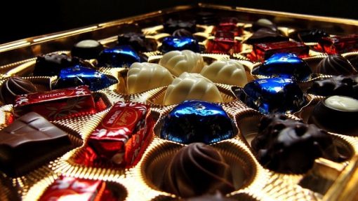 chocolates displayed at Lindt chocolate in Zurich Switzerland