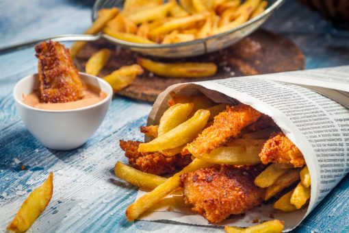 Australian fish and chips served in newspaper.