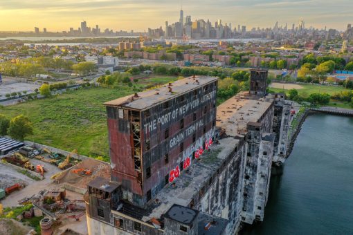 The Red Hook Grain Terminal in the Red Hook neighborhood of Brooklyn, New York.