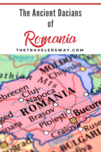 a pin for pinterest with a map showing romania